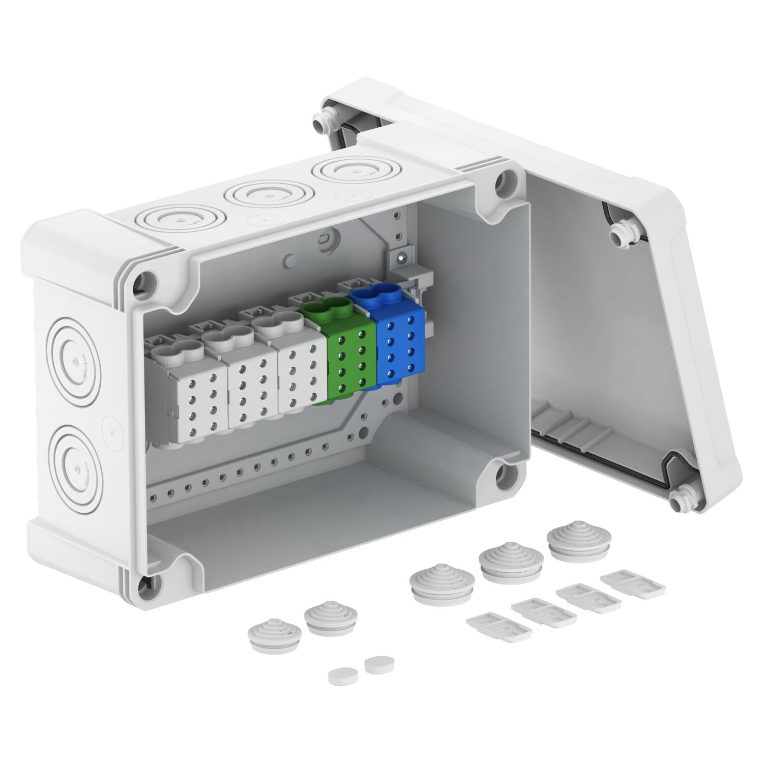 electrical junction box with terminal blocks