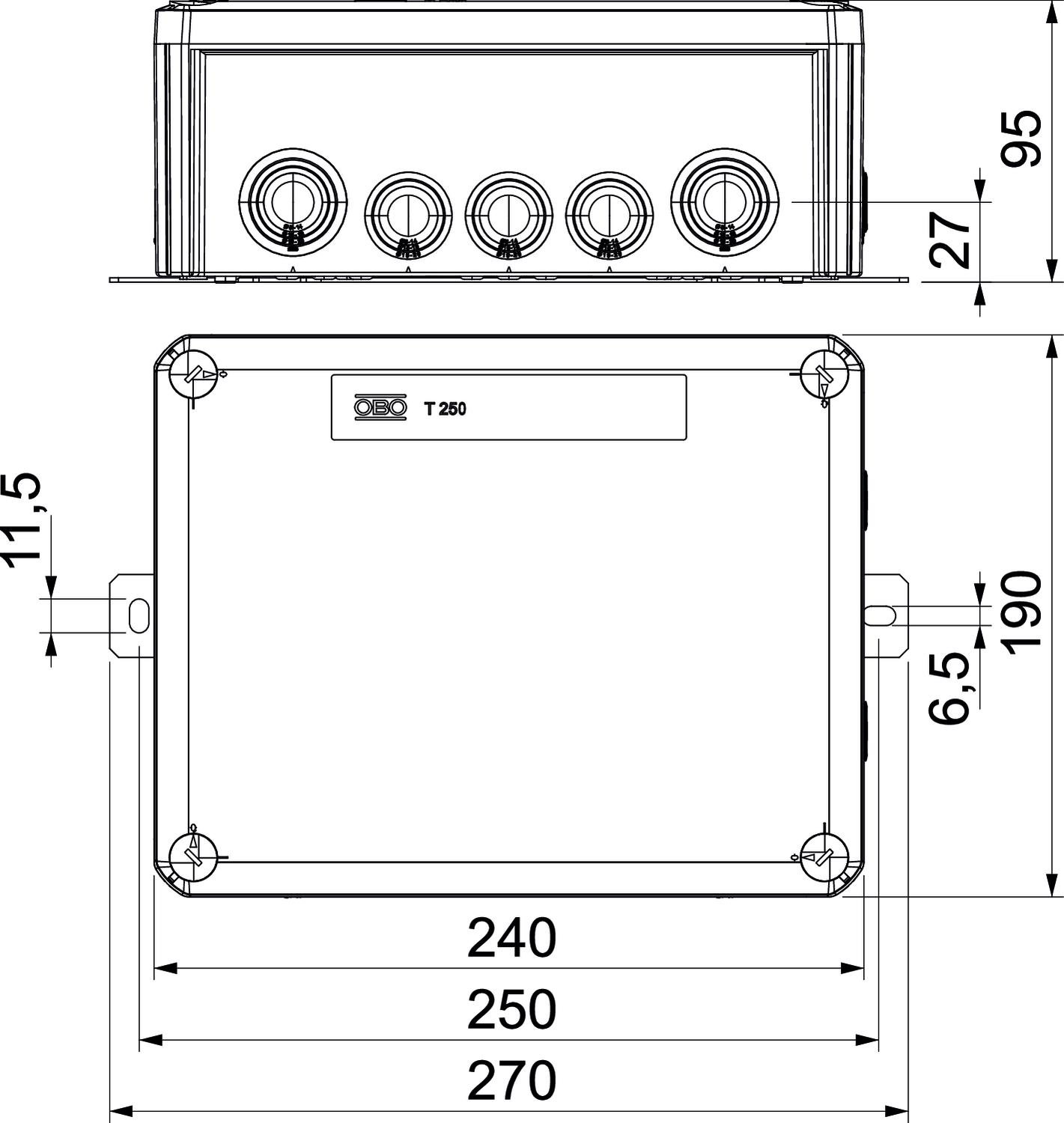 FireBox T250, with plug-in seals, for data technology, 4x16 | OBO