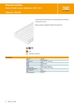 Heavy mesh cable tray SGR 155 G | OBO Heavy mesh cable tray SGR 155 G | OBO
